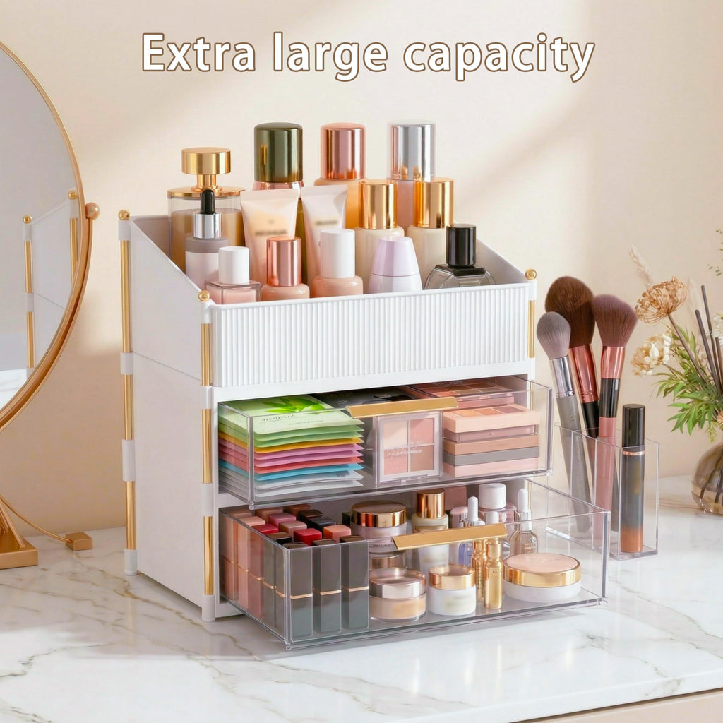 Asdbko Tiered Makeup Organizer with Brush Holder