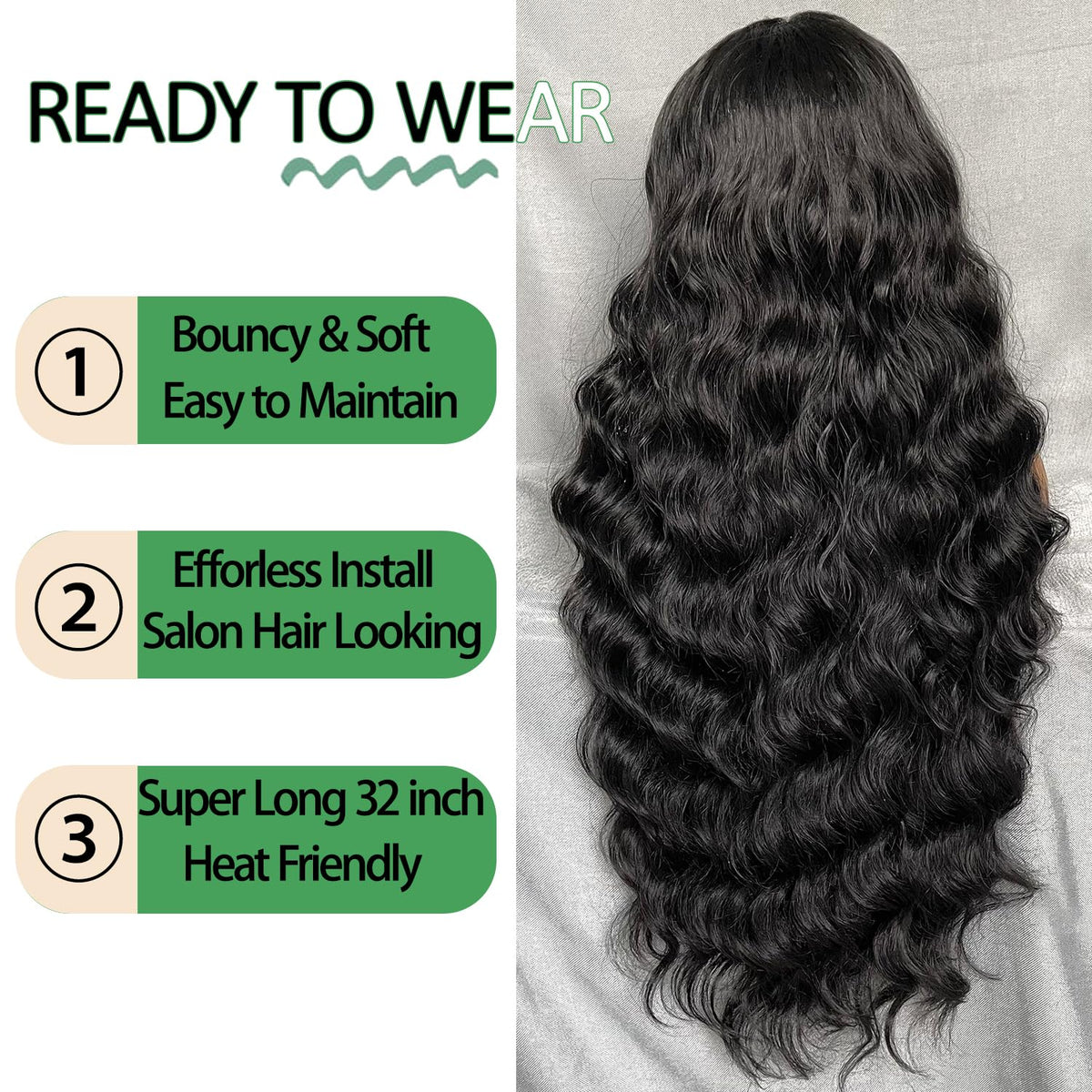 SOKU 13x6 Transparent Lace Frontal Wig, 32-Inch Heat-Resistant Synthetic Hair