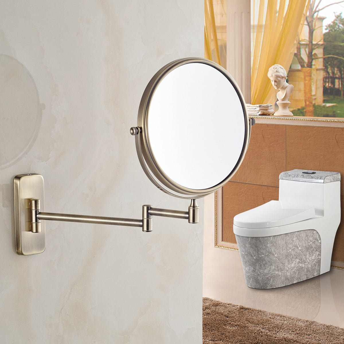 GURUN Dual-Sided Wall Mount Makeup Mirror with 1x and 10x Magnification