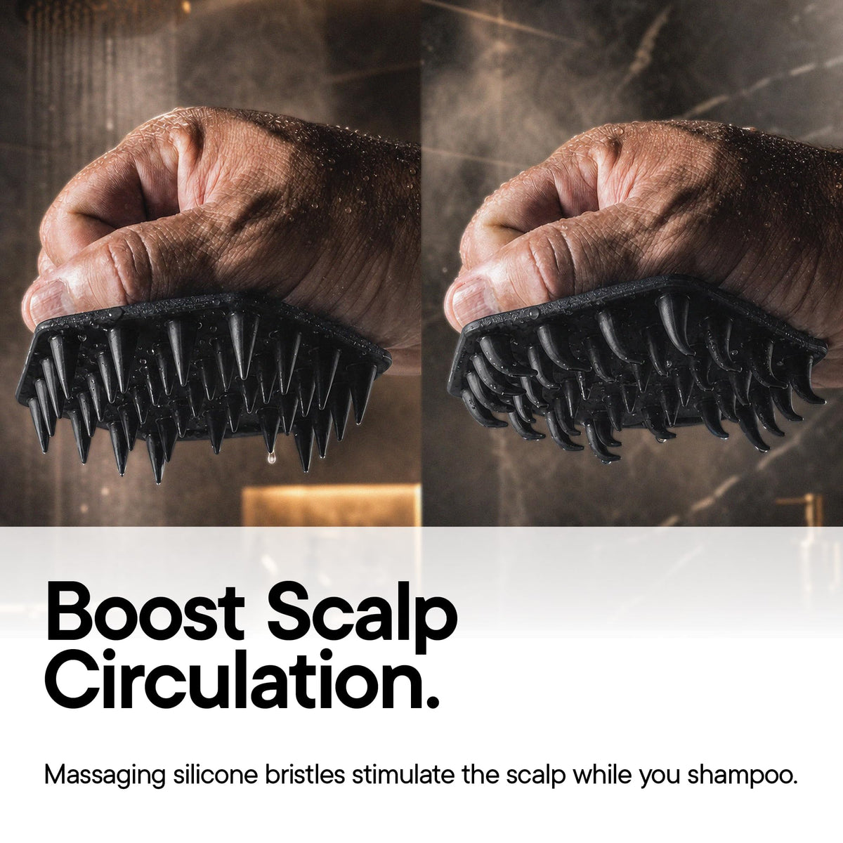 TOOLETRIES Silicone Scalp Scrubber with Shower Hook, Charcoal