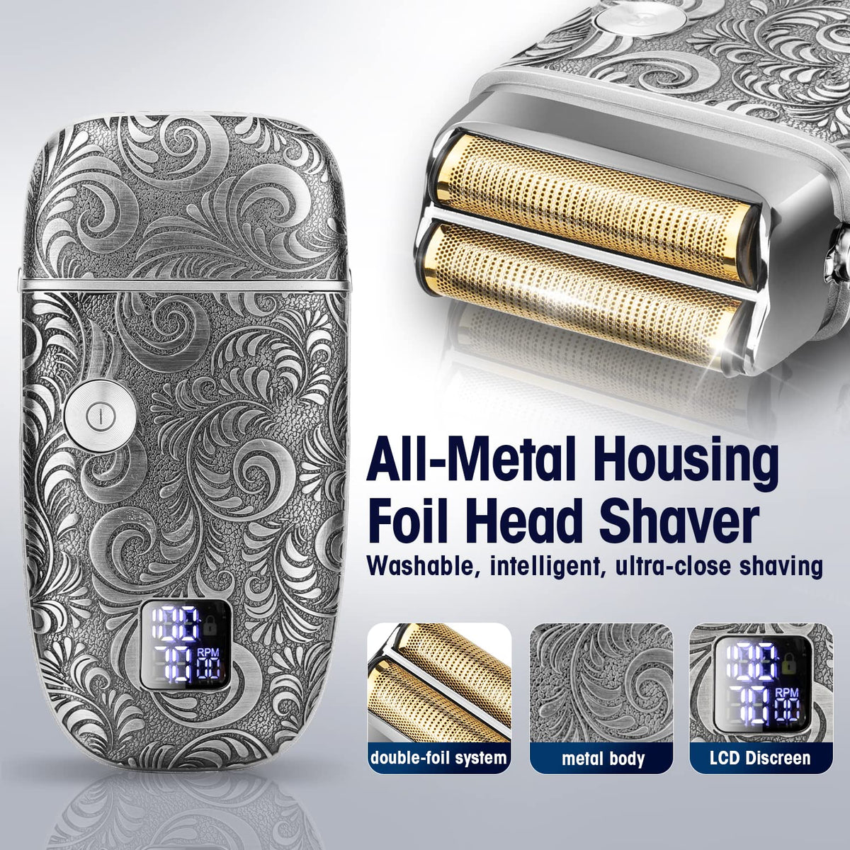 Men's Foil Shaver and T-Blade Trimmer with LED Display