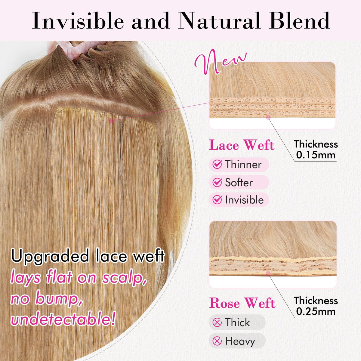 REECHO 12-Inch Clip-In Curly Wavy Hair Extensions with Invisible Lace Weft