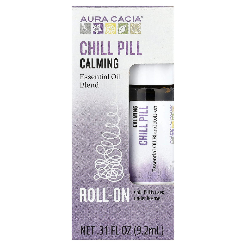 Aura Cacia, Essential Oil Blend, Roll-On, Chill Pill, 0.31 fl oz (9.2 ml)