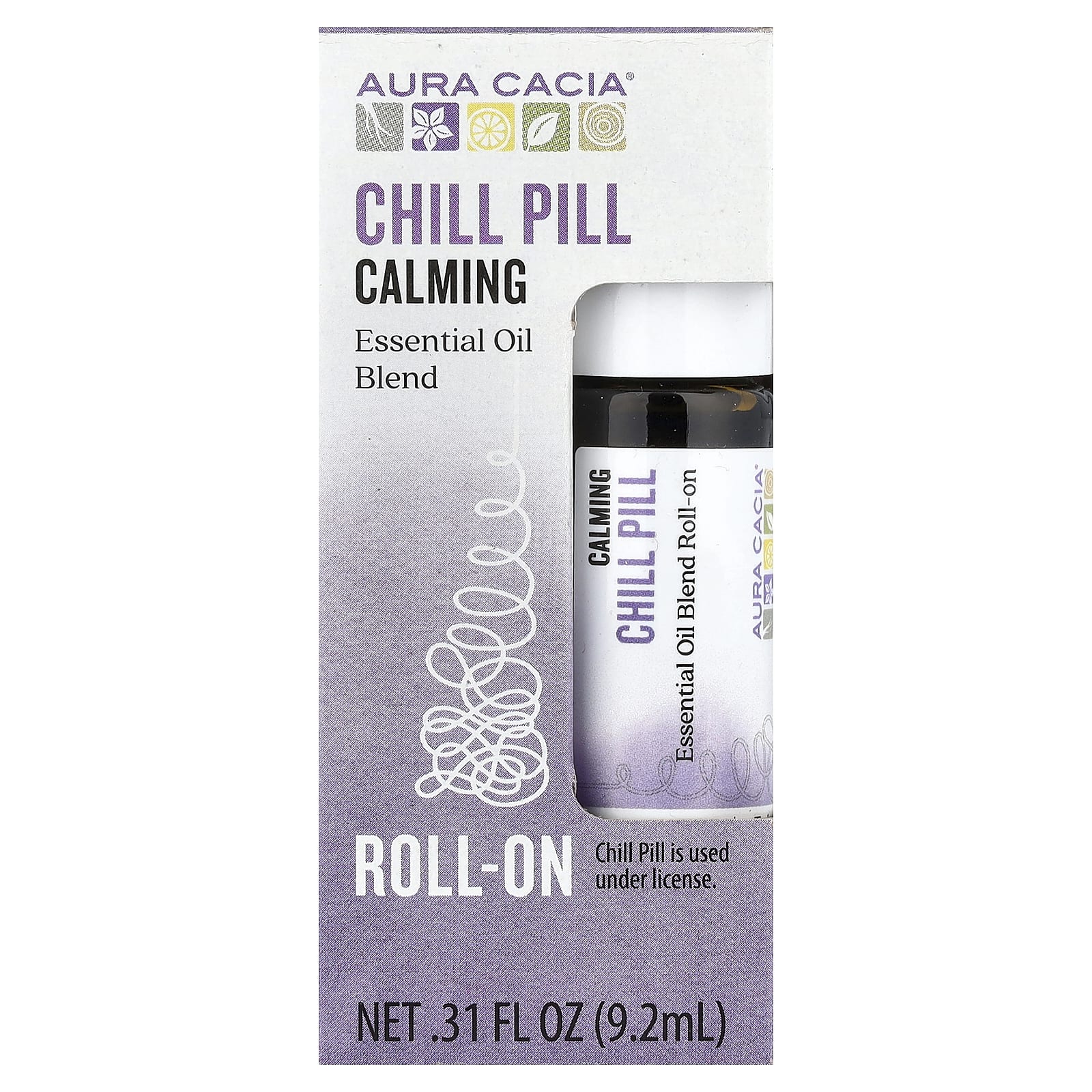Aura Cacia, Essential Oil Blend, Roll-On, Chill Pill, 0.31 fl oz (9.2 ml)