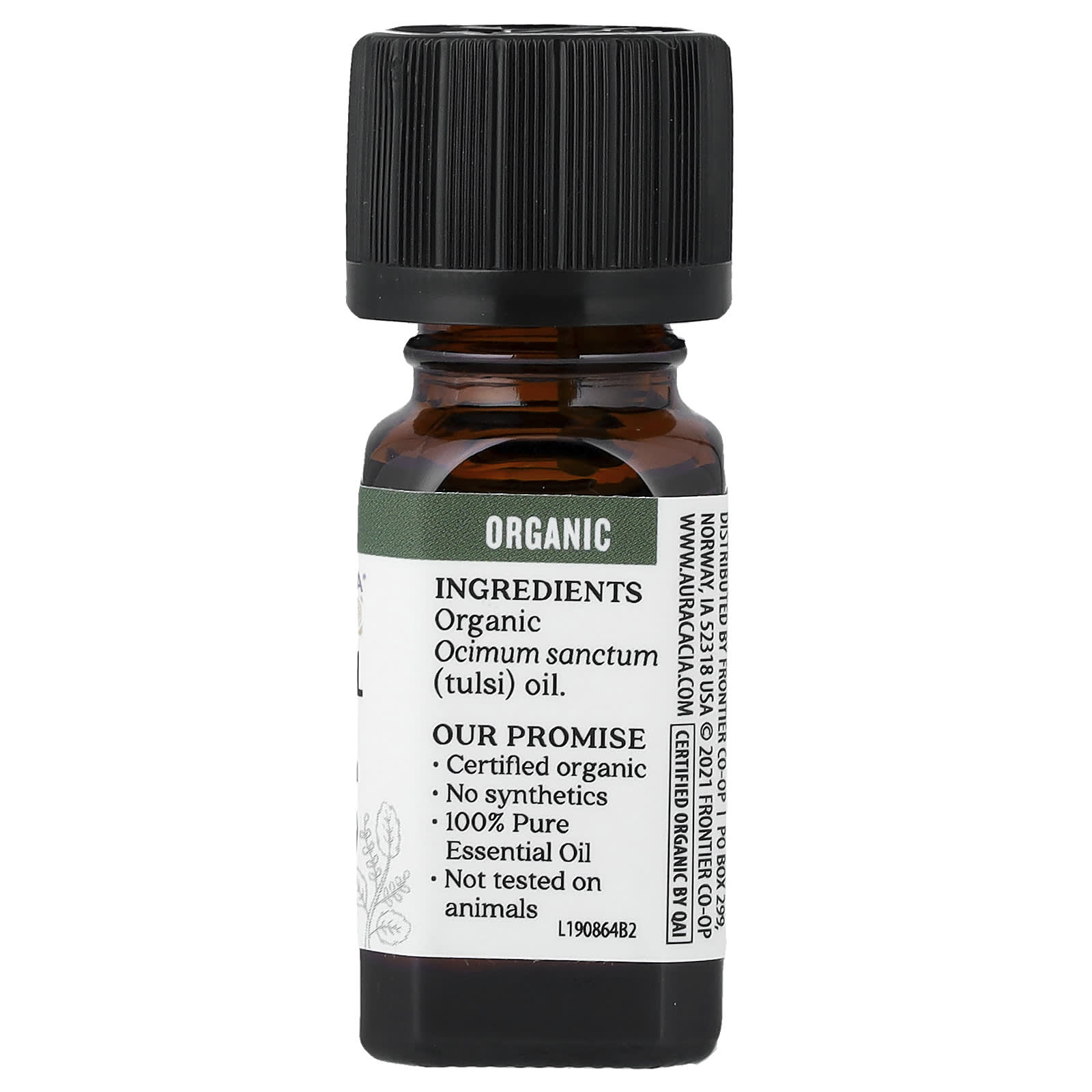 Aura Cacia, Pure Essential Oil, Organic Holy Basil Tulsi, 0.25 fl oz (7.4 ml)