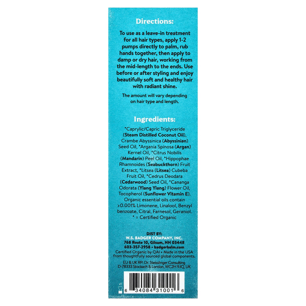 Badger, Argan Hair Oil, 2 fl oz (59.1 ml)