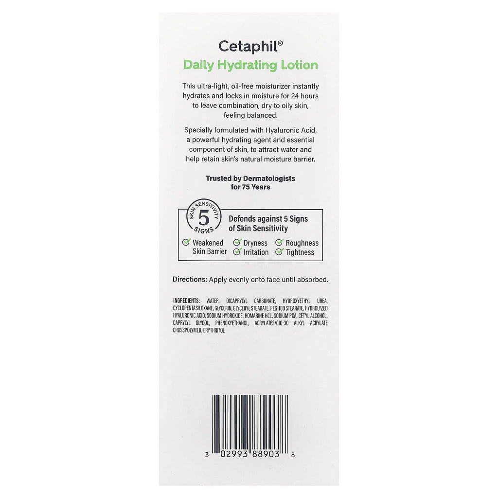 Cetaphil, Daily Hydrating Lotion, Oil Free, All Skin Types, 3 fl oz (88 ml)