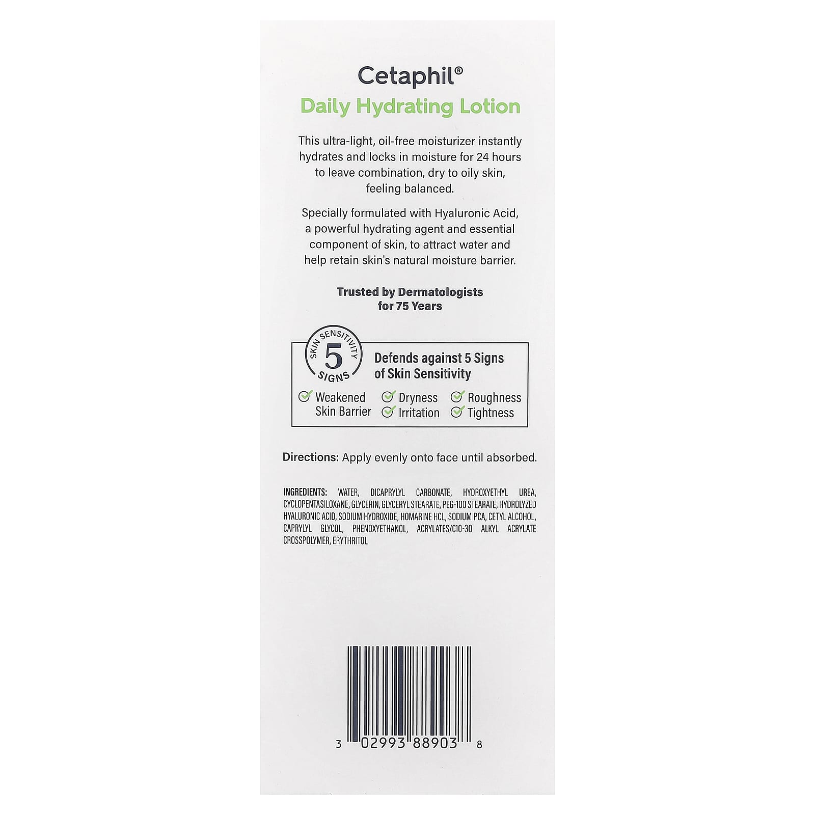 Cetaphil, Daily Hydrating Lotion, Oil Free, All Skin Types, 3 fl oz (88 ml)