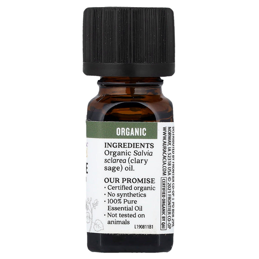Aura Cacia, Pure Essential Oil, Organic Clary Sage, 0.25 fl oz (7.4 ml)