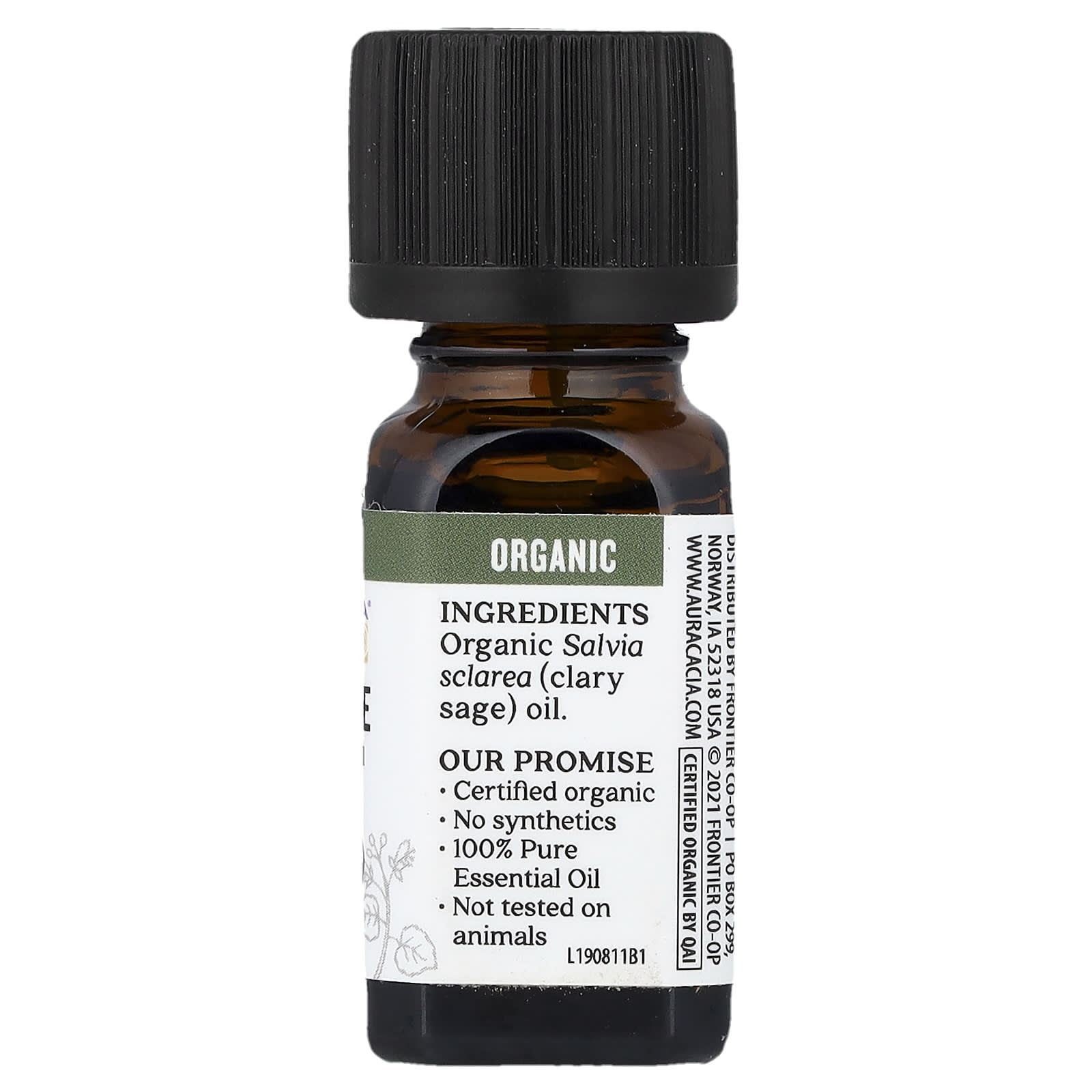 Aura Cacia, Pure Essential Oil, Organic Clary Sage, 0.25 fl oz (7.4 ml)