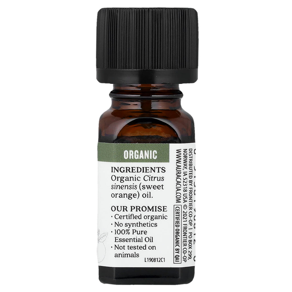 Aura Cacia, Pure Essential Oil, Organic Sweet Orange, 0.25 fl oz (7.4 ml)