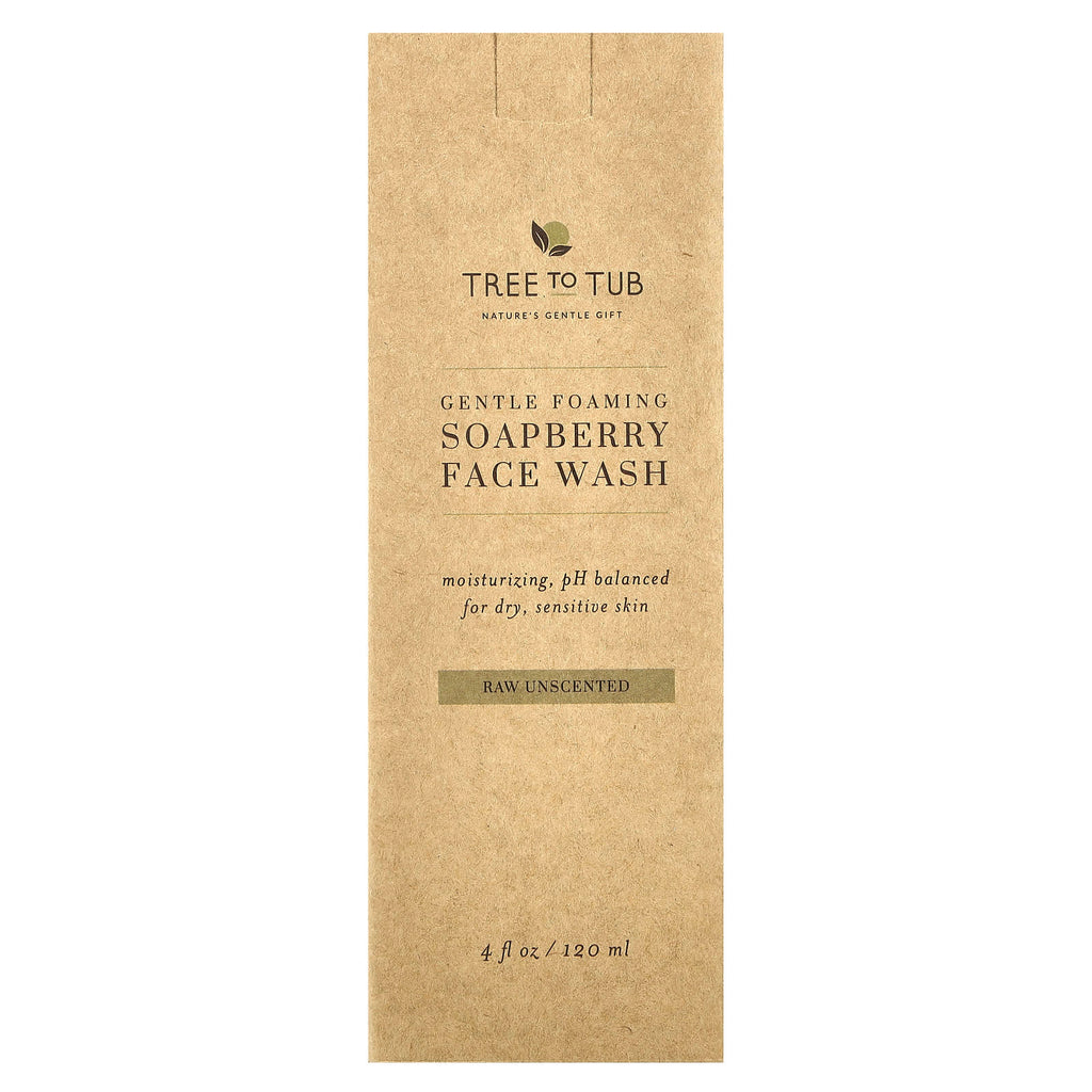 Tree To Tub, Soapberry Gentle Foaming Face Wash, For Dry, Sensitive Skin, Raw Unscented, 4 fl oz (120 ml)