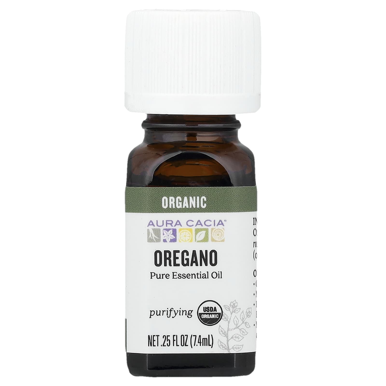 Aura Cacia, Pure Essential Oil, Organic Oregano, 0.25 fl oz (7.4 ml)