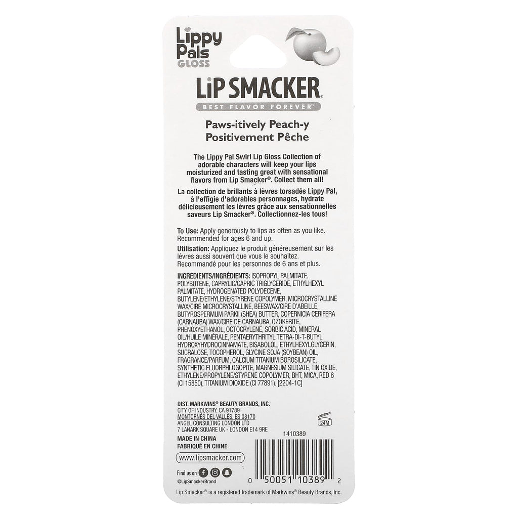 Lip Smacker, Lippy Pals Gloss, Panda, Paws-itively Peach-y, 0.28 fl oz (8.4 ml)