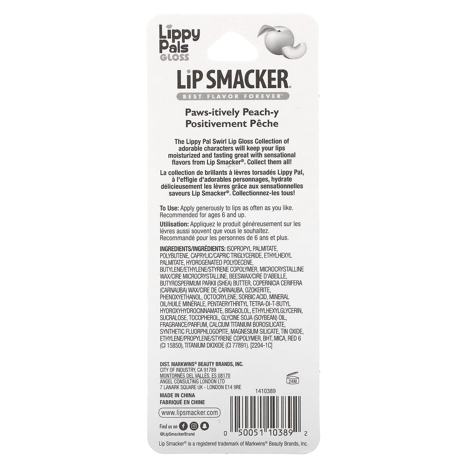 Lip Smacker, Lippy Pals Gloss, Panda, Paws-itively Peach-y, 0.28 fl oz (8.4 ml)