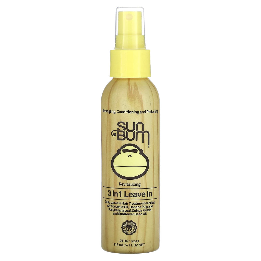 Sun Bum, Revitalizing 3 In 1 Leave In, All Hair Types, 4 fl oz (118 ml)