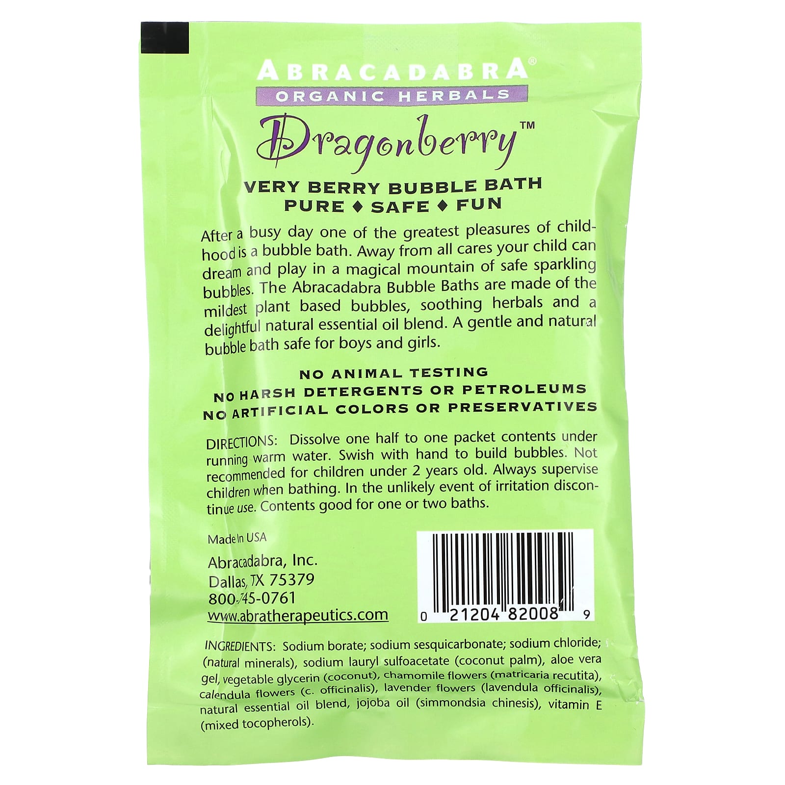 Abra Therapeutics, Dragonberry, Very Berry Bubble Bath, 2.5 oz (71 g)