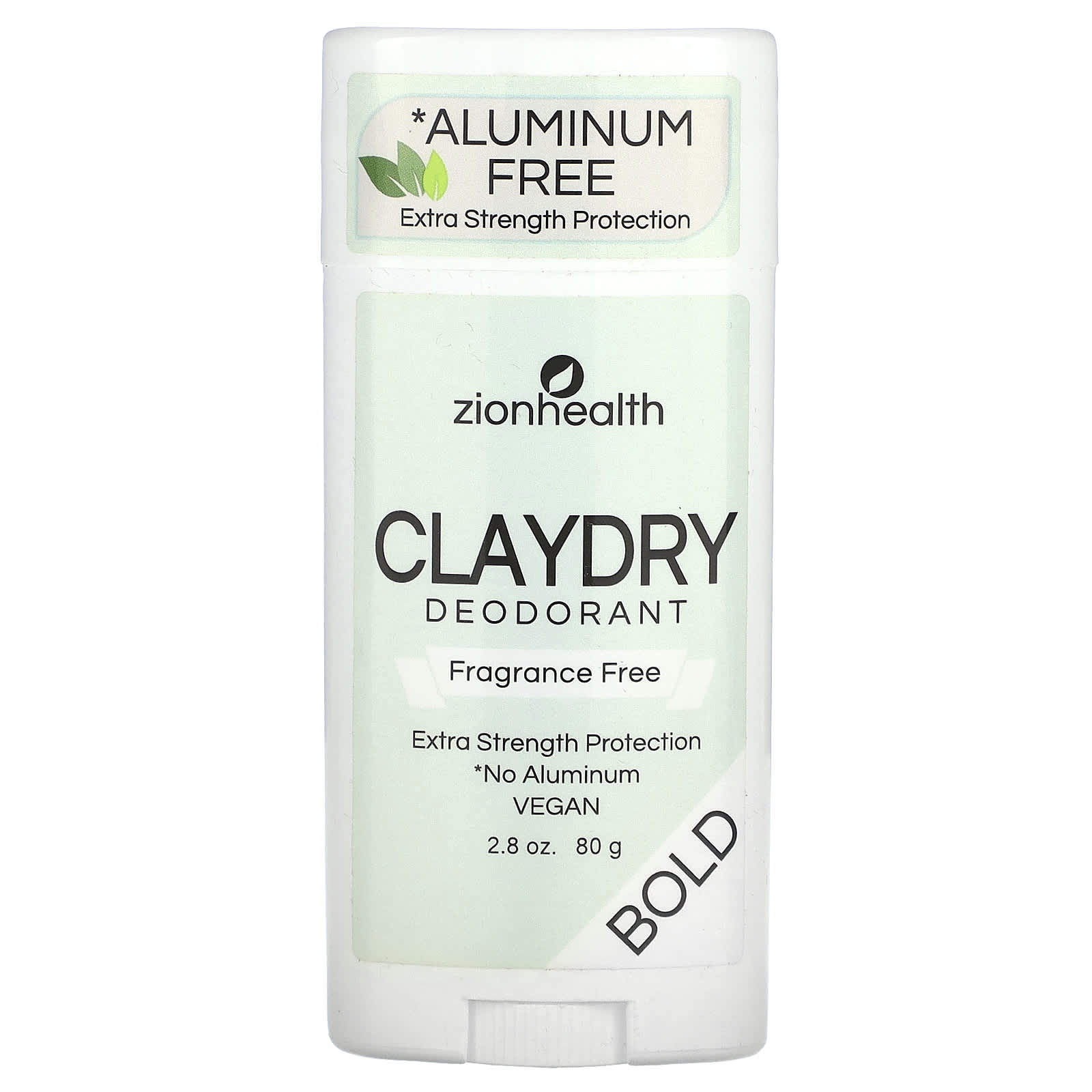 Zion Health, Bold, ClayDry Deodorant, Fragrance Free, 2.8 oz (80 g)