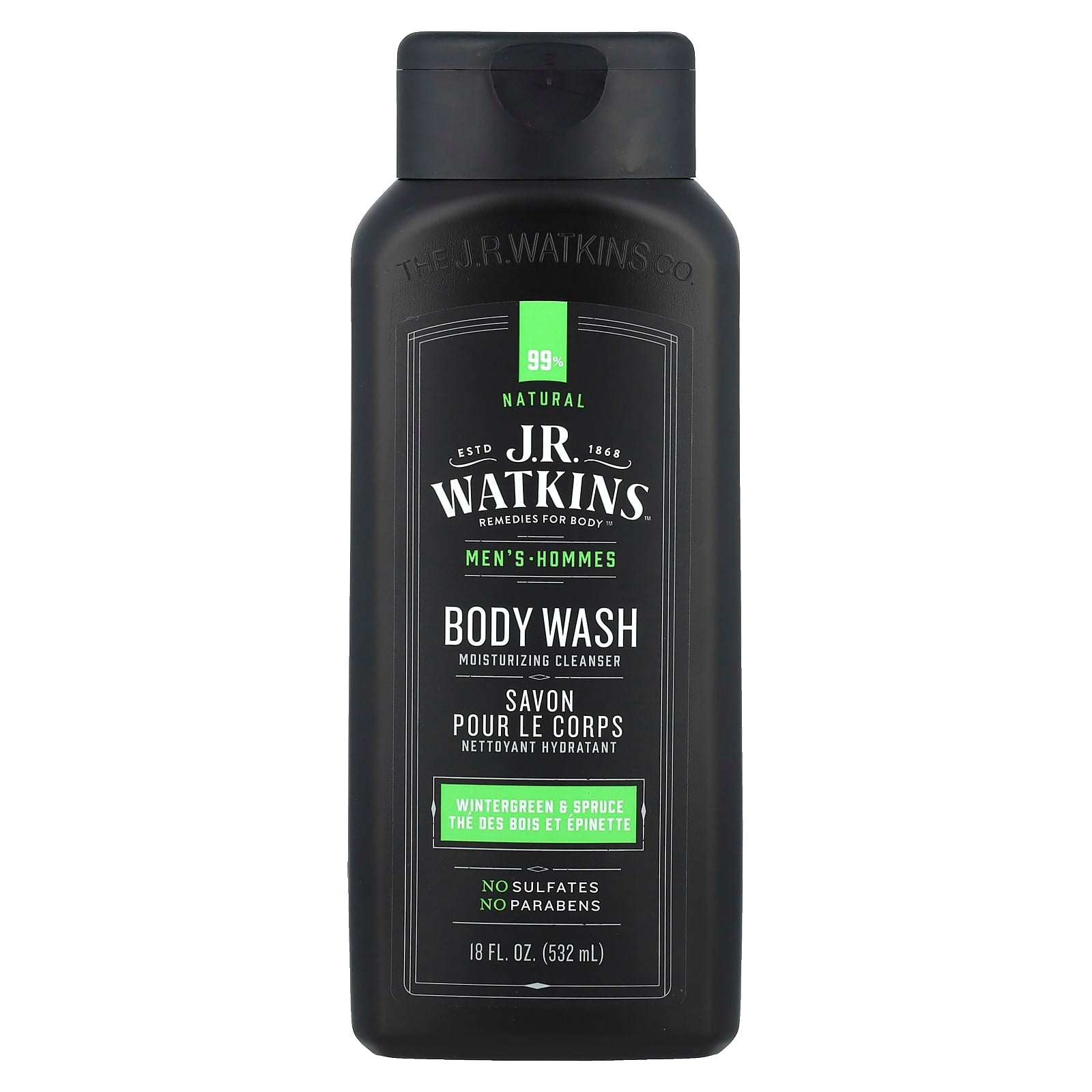 J R Watkins, Men's Body Wash, Wintergreen & Spruce, 18 fl oz (532 ml)