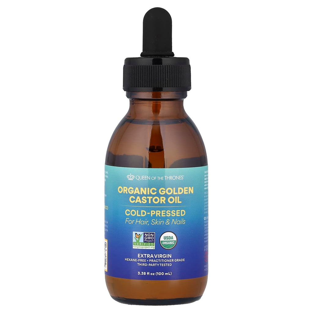 Queen of the Thrones, Organic Golden Castor Oil, Cold-Pressed, 3.38 fl oz (100 ml)