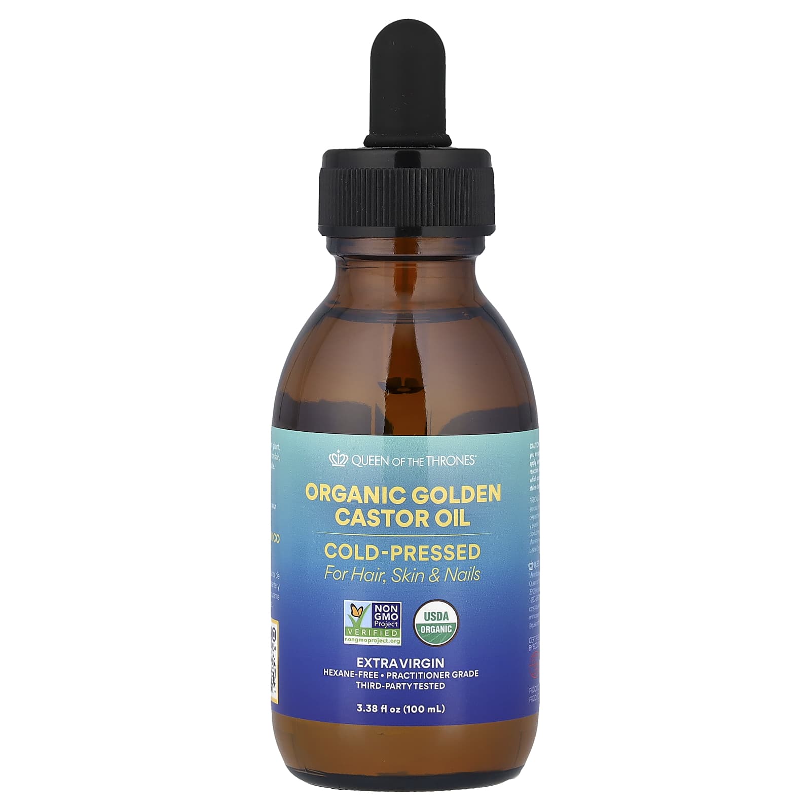 Queen of the Thrones, Organic Golden Castor Oil, Cold-Pressed, 3.38 fl oz (100 ml)