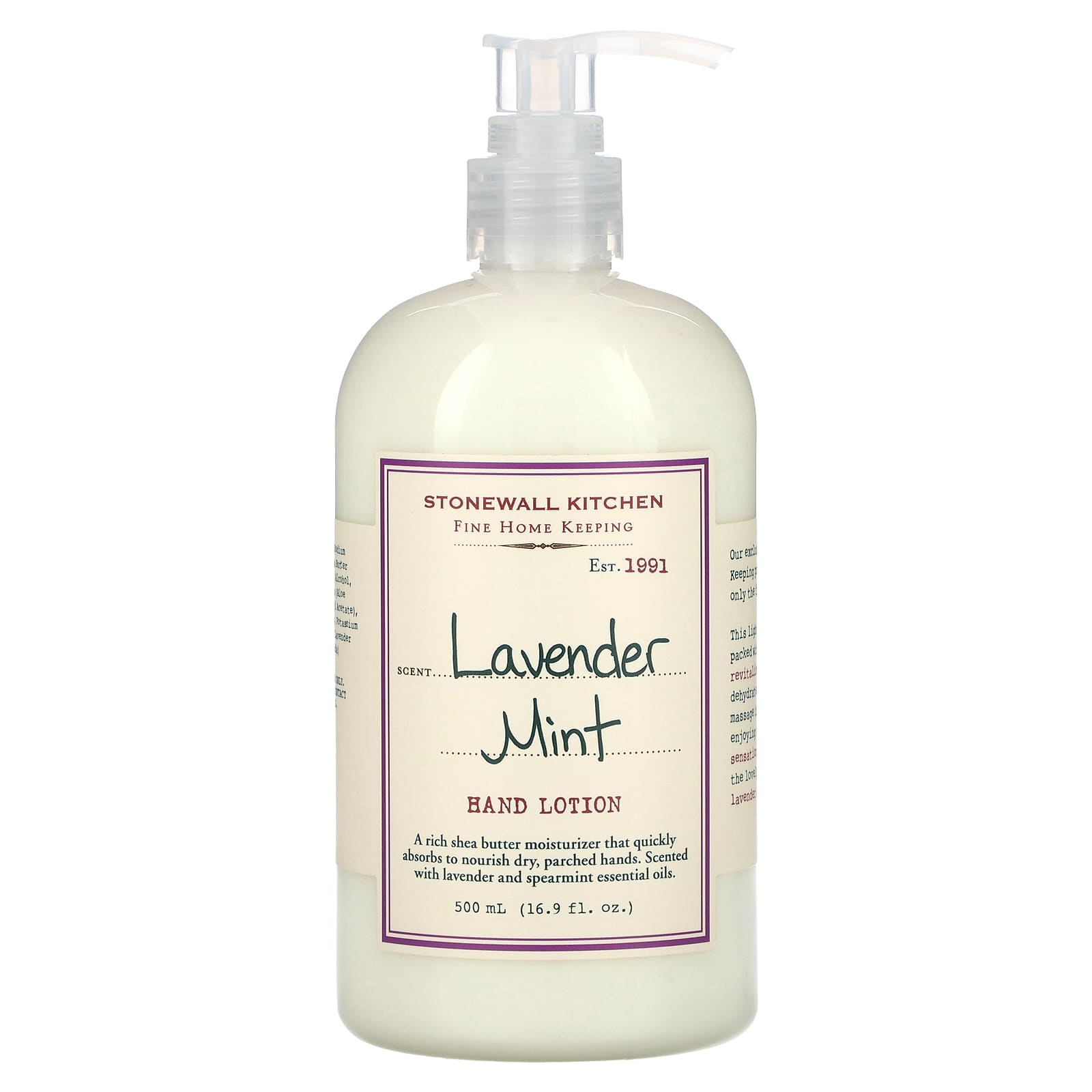 Stonewall Kitchen, Hand Lotion, Lavender Mint, 16.9 fl oz (500 ml)