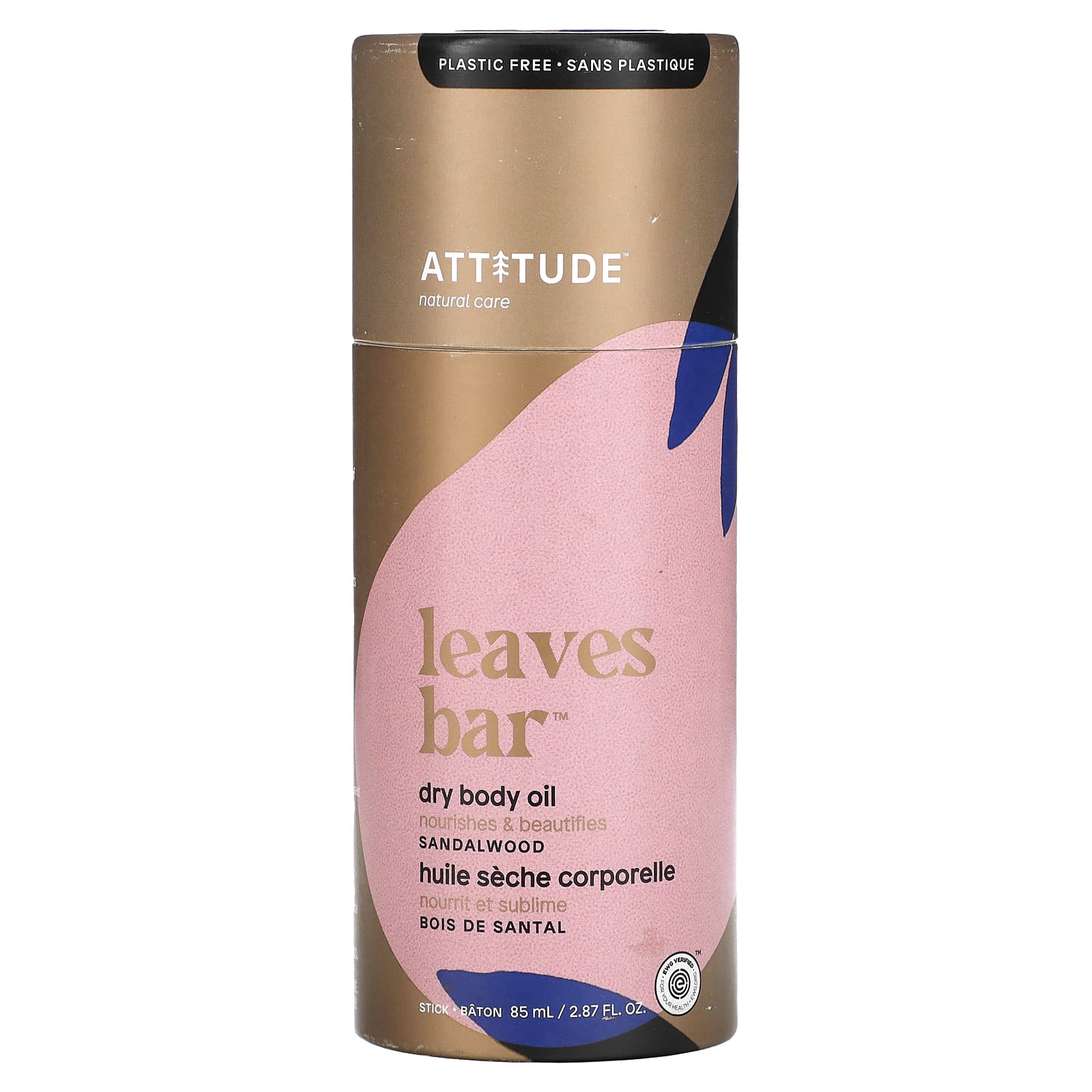 ATTITUDE, Leaves Bar, Dry Body Oil, Sandalwood, 2.87 fl oz (85 ml)