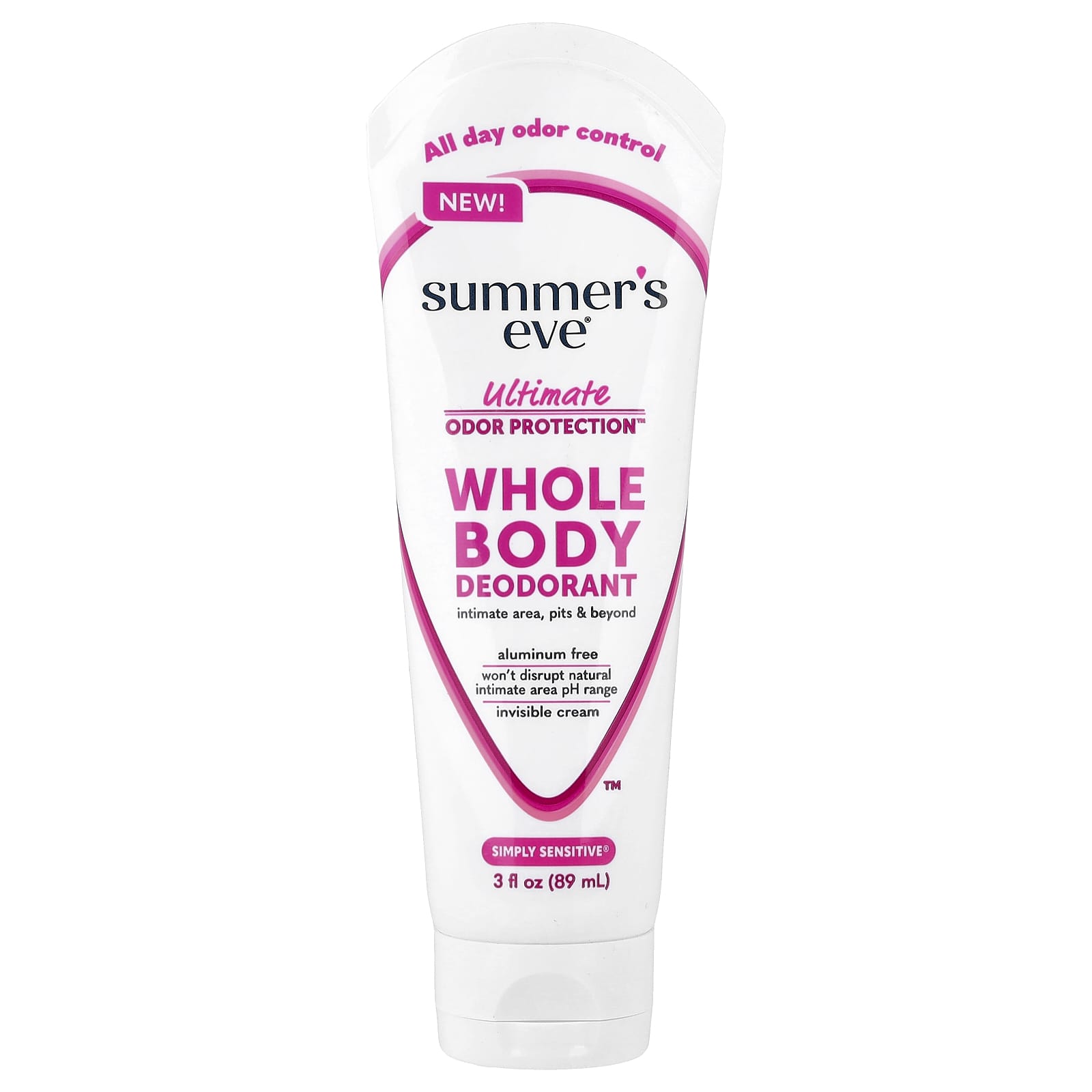 Summer's Eve, Ultimate Odor Protection™, Whole Body Deodorant, Simply Sensitive®, 3 fl oz (89 ml)