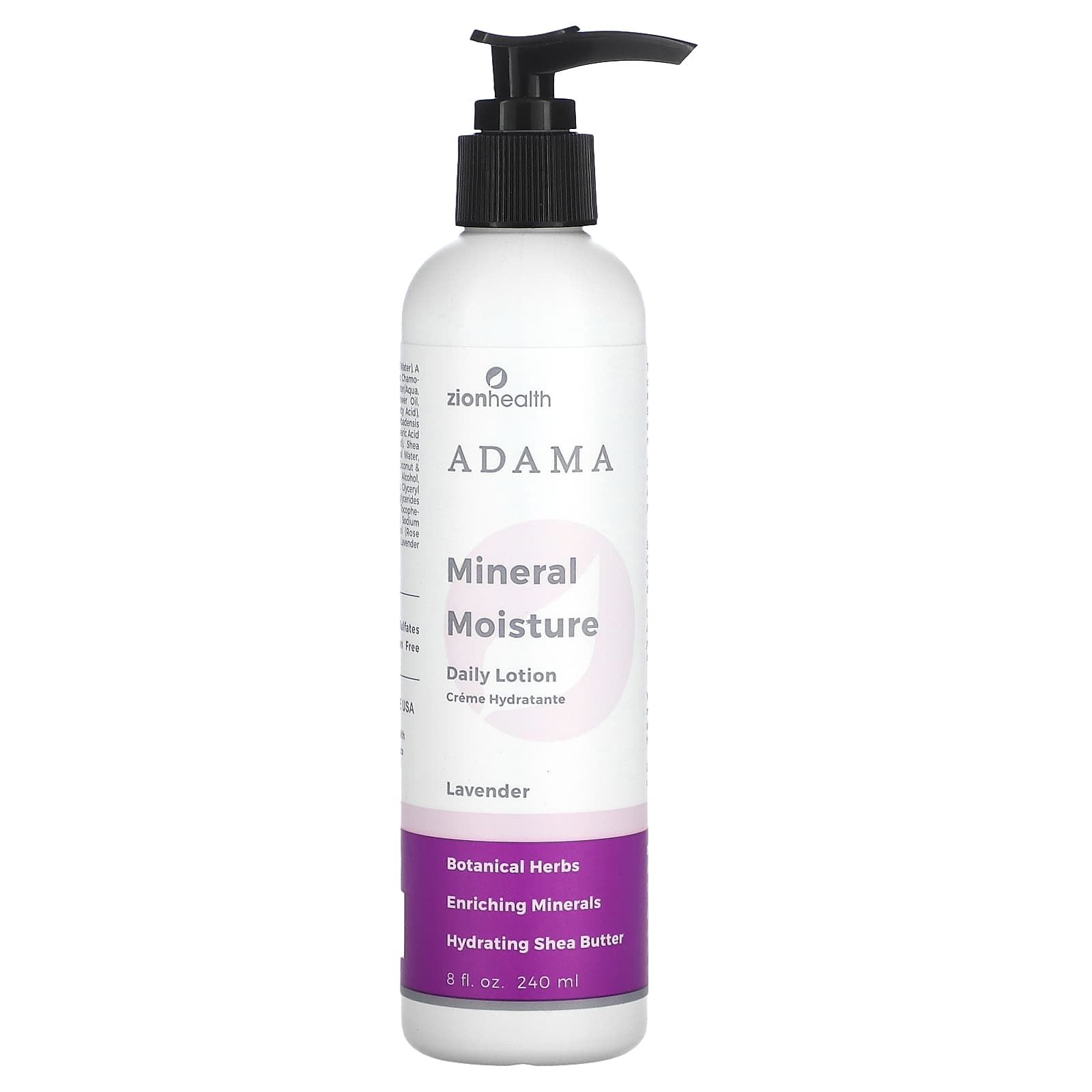 Zion Health, Adama, Mineral Moisture Daily Lotion, Lavender, 8 fl oz (240 ml)