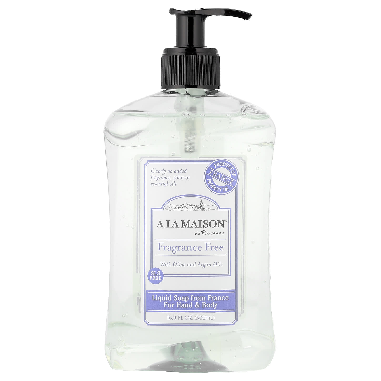A La Maison de Provence, Liquid Soap For Hand & Body, Fragrance Free , 16.9 fl oz (500 ml)
