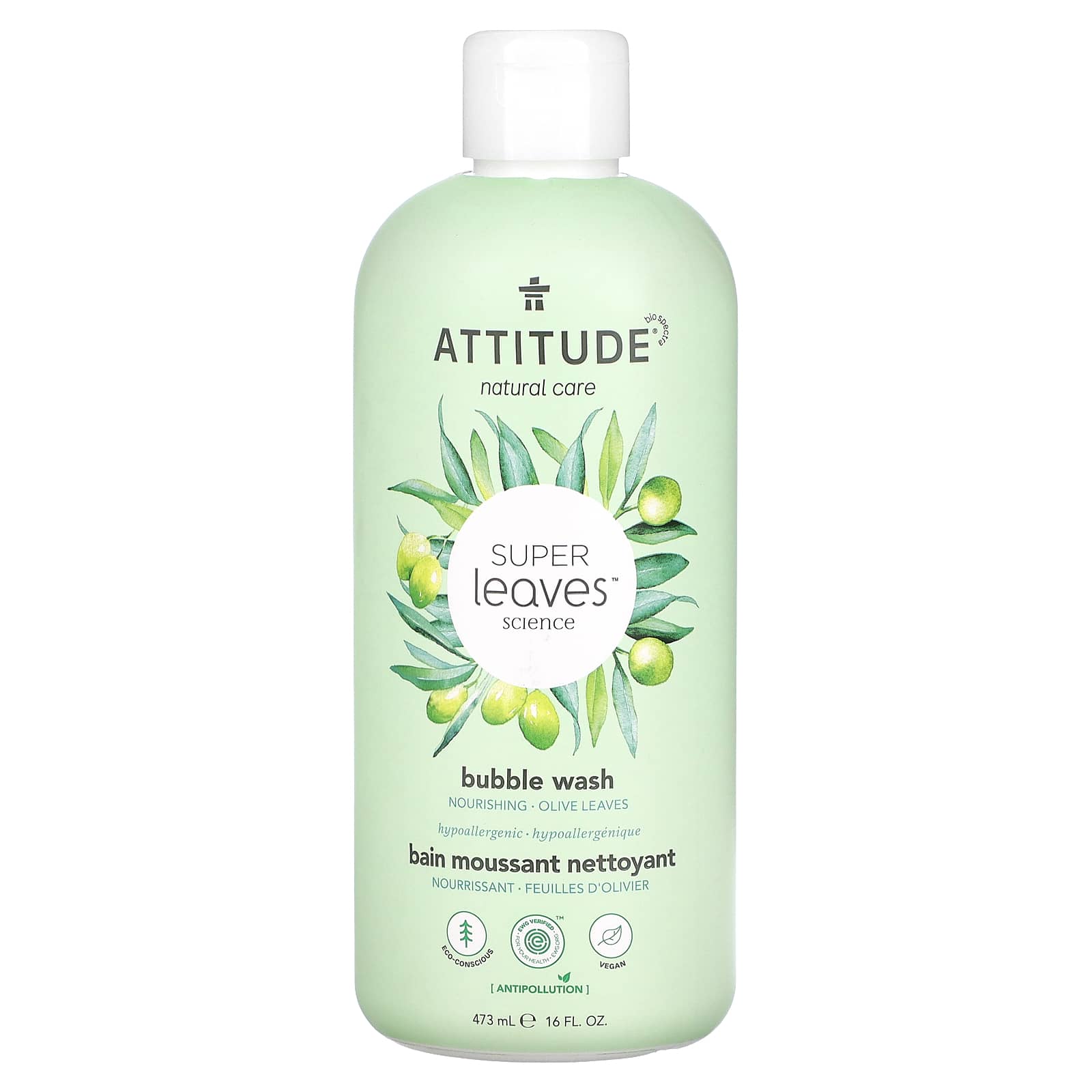 ATTITUDE, Super Leaves Science, Bubble Wash, Olive Leaves, 16 fl oz (473 ml)