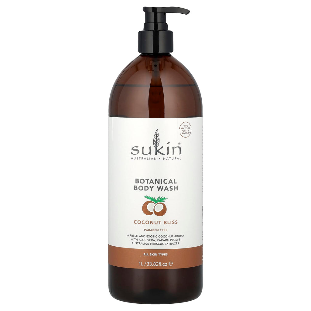 Sukin, Botanical Body Wash, All Skin Types, Coconut Bliss, 33.82 fl oz (1 l)