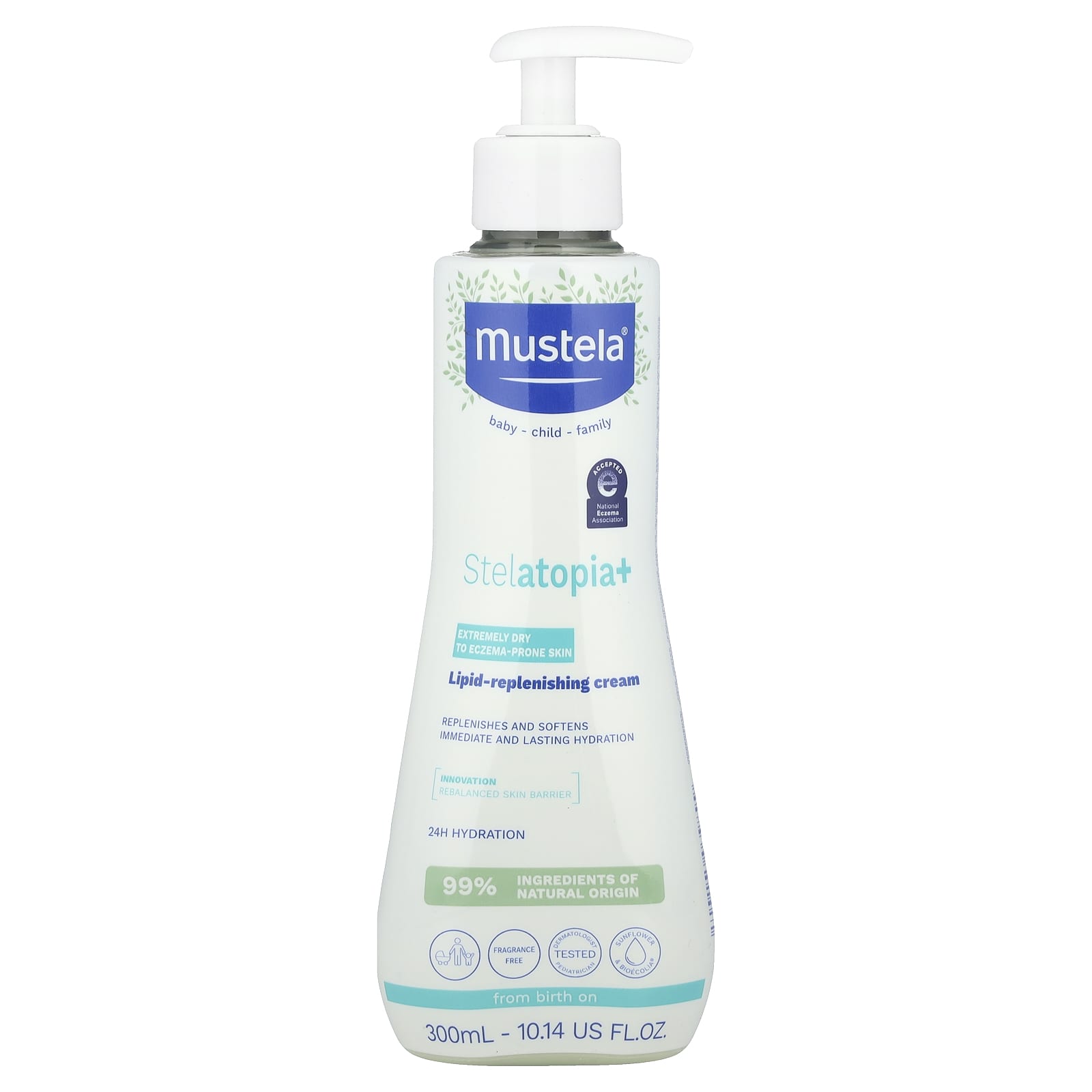 Mustela, Family, Stelatopia+ Lipid-Replenishing Cream, Extremely Dry to Eczema-Prone Skin, 10.14 fl oz (300 ml)