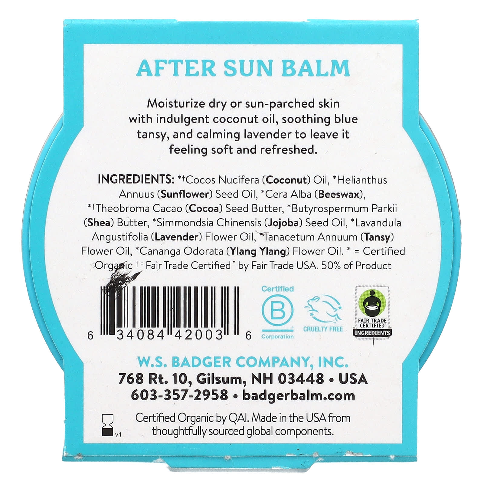 Badger, Coconut After Sun Balm, 2 oz (56 g)