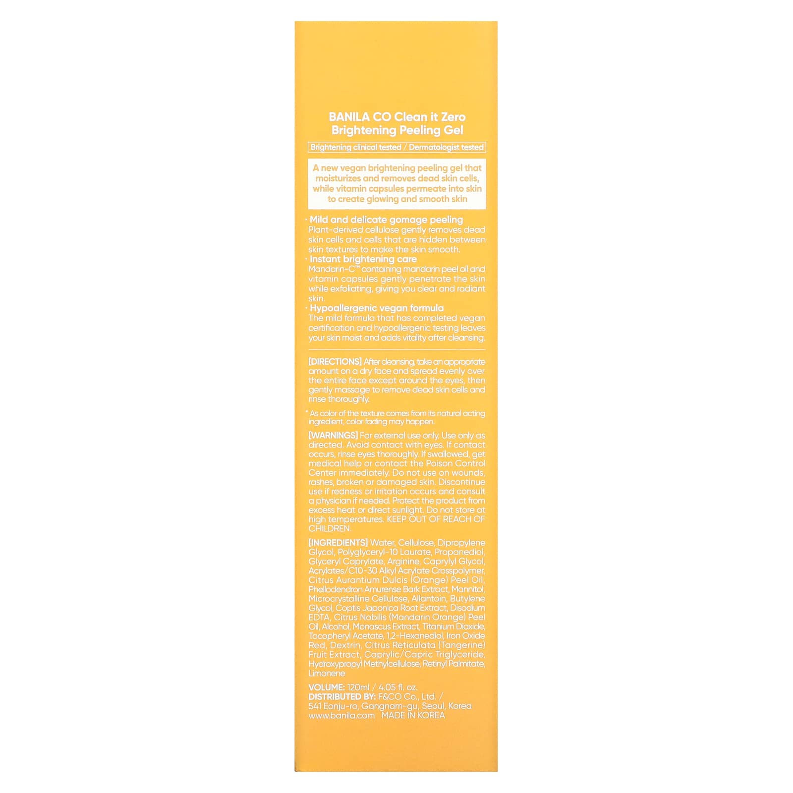 Banila Co, Clean It Zero, Brightening Peeling Gel, For All Skin Type, 4.05 fl oz (120 ml)