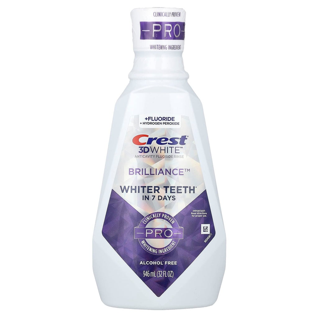 Crest, 3D White, Anticavity Fluoride Rinse, Brilliance, Alcohol Free, 32 fl oz (946 ml)