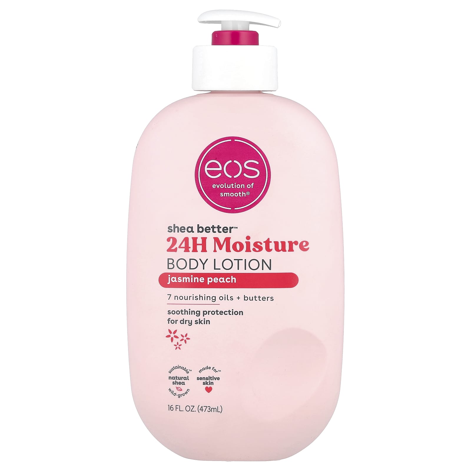 EOS, Shea Better™, 24H Moisture Body Lotion, Jasmine Peach, 16 fl oz (473 ml)