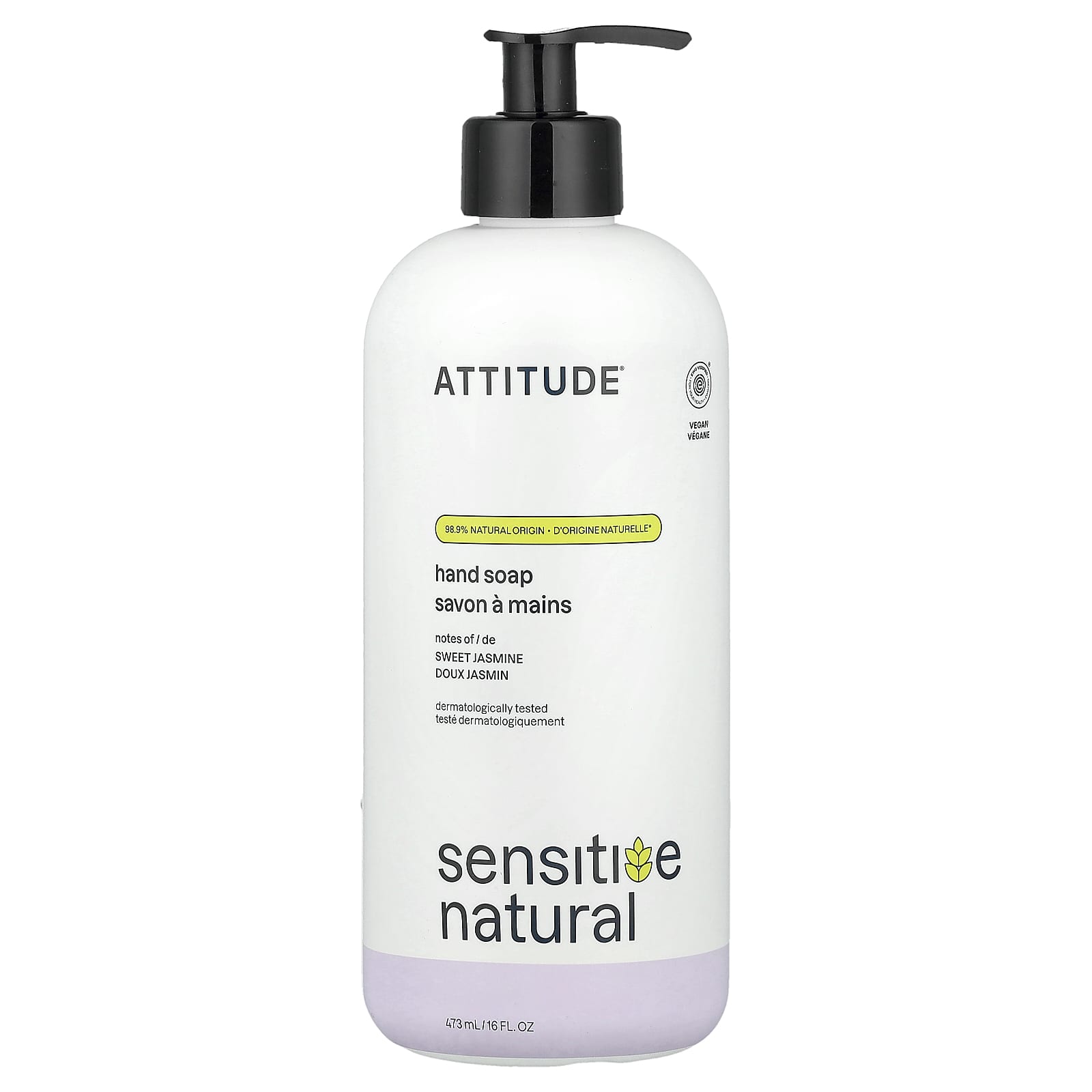 ATTITUDE, Sensitive Natural, Hand Soap, Sweet Jasmine, 16 fl oz (473 ml)