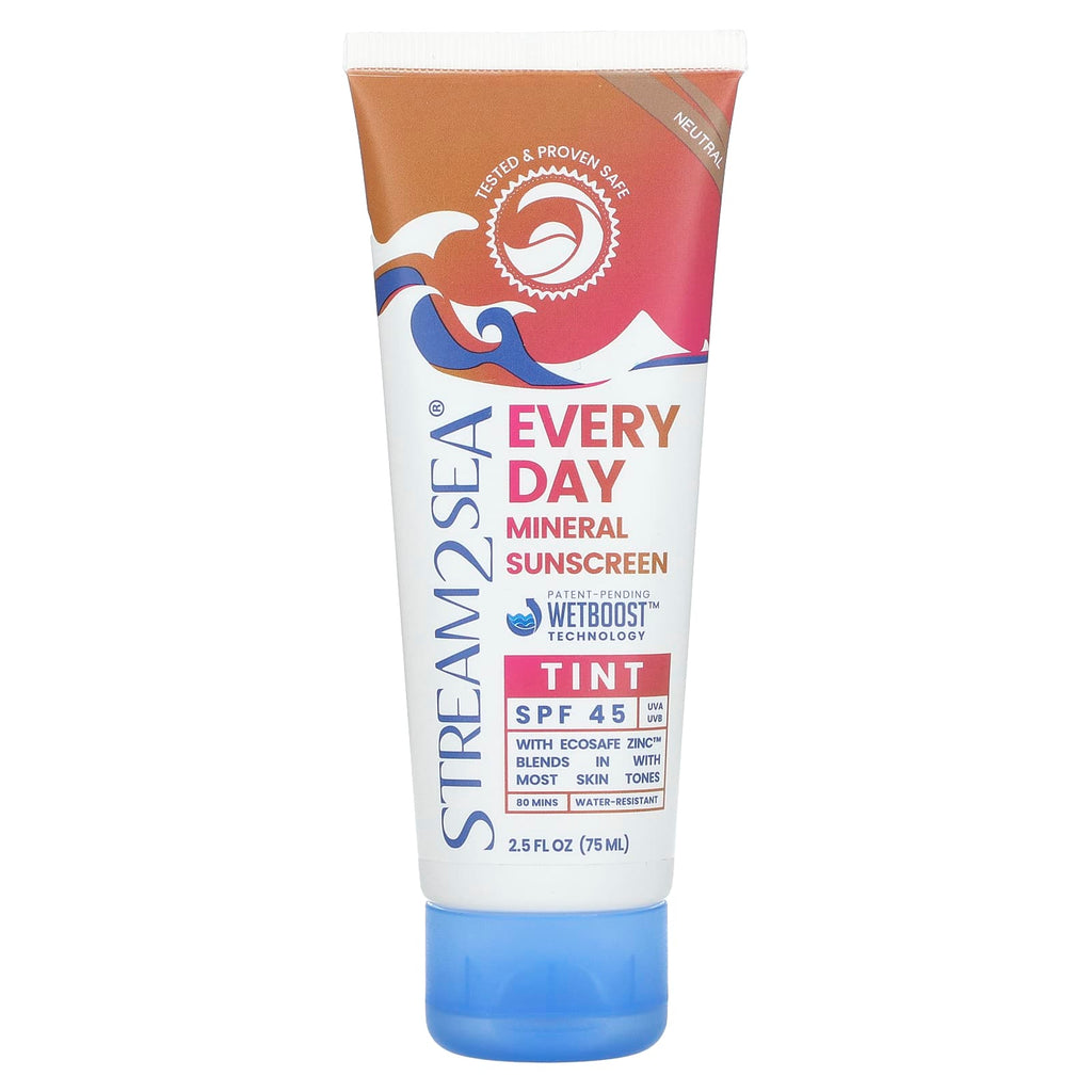 Stream2Sea, Everyday Mineral Sunscreen Tint, SPF 45, Neutral , 2.5 fl oz (75 ml)