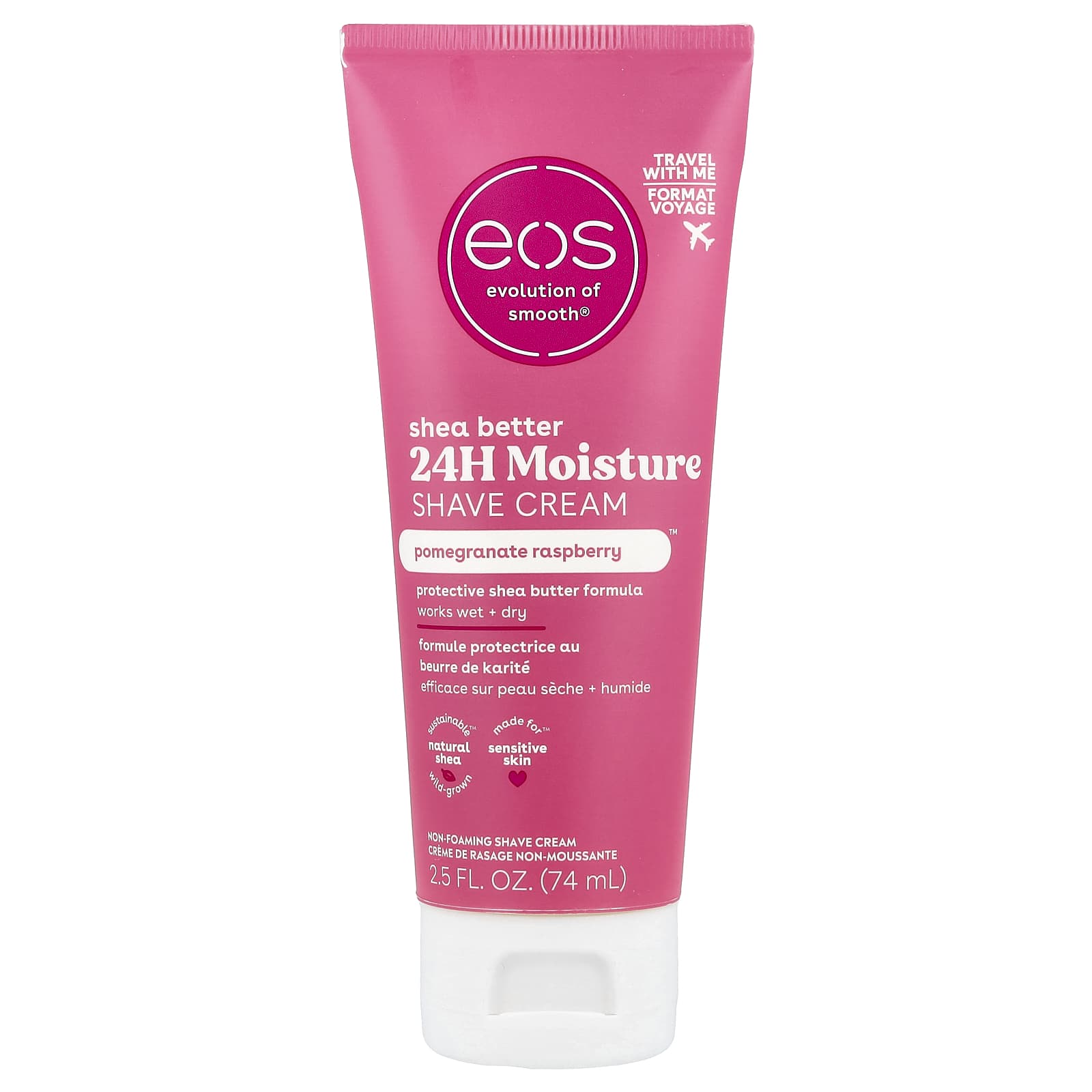 EOS, Shea Better, 24H Moisture Shave Cream, Pomegranate Raspberry, 2.5 fl oz (74 ml)
