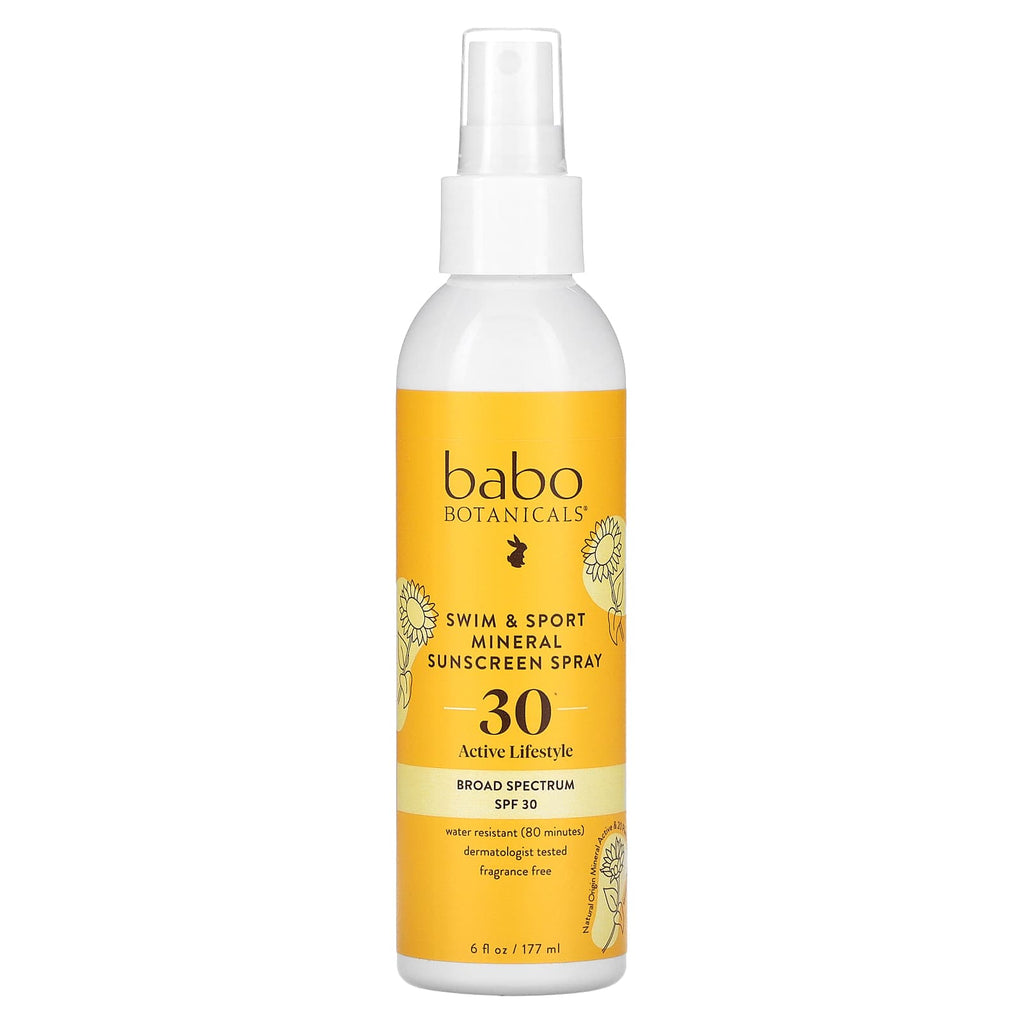 Babo Botanicals, Swim & Sport, Mineral Sunscreen Spray, SPF 30, 6 fl oz (177 ml)