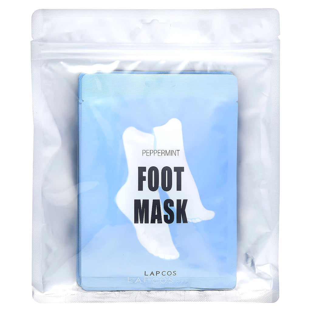 Lapcos, Foot Mask, Peppermint, 5 Pairs, 0.6 fl oz (18 ml) Each