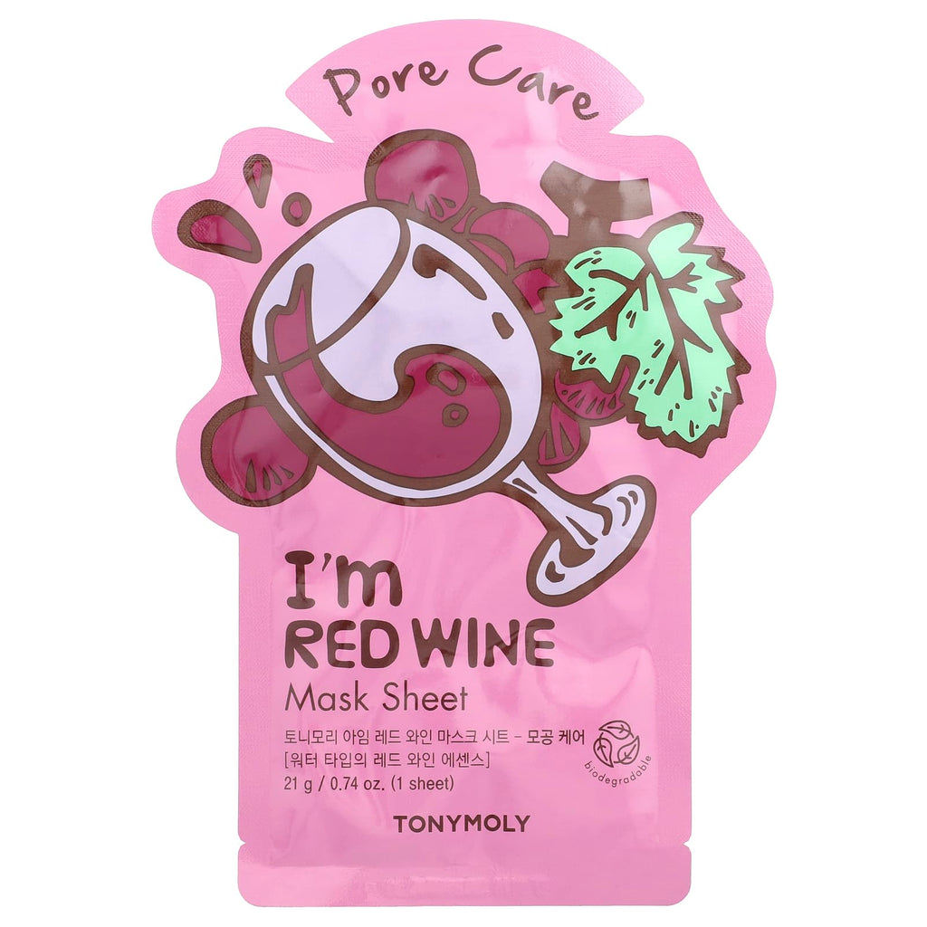 TonyMoly, I'm Red Wine, Pore Care Beauty Mask Sheet, 1 Sheet, 0.74 oz (21 g)