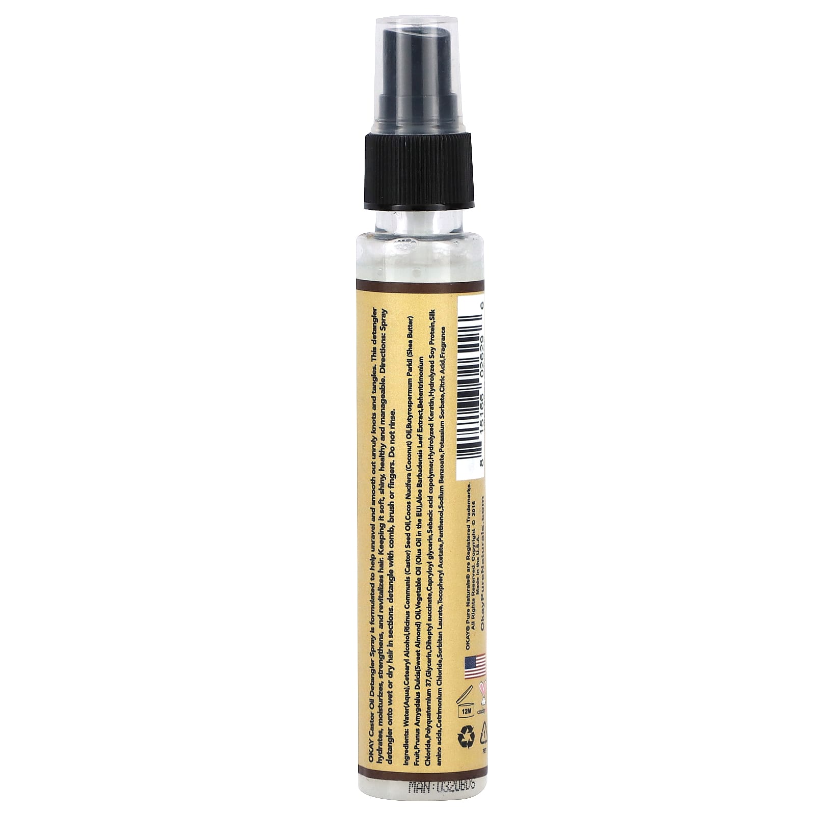 Okay Pure Naturals, Black Jamaican Castor Oil, Detangler Spray, 2 fl oz (59 ml)
