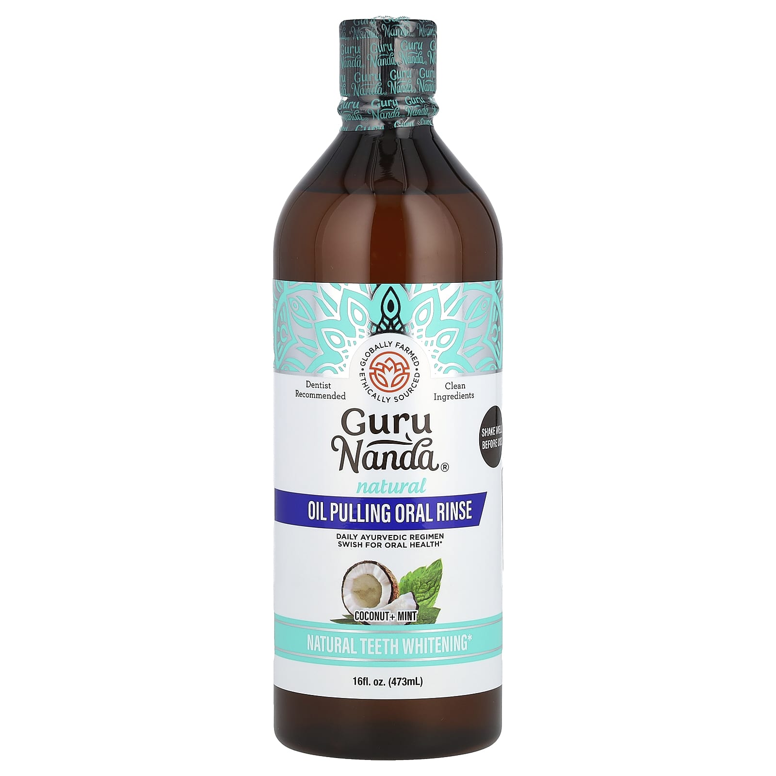 GuruNanda, Natural Oil Pulling Oral Rinse, Coconut + Mint, 16 fl oz (473 ml)
