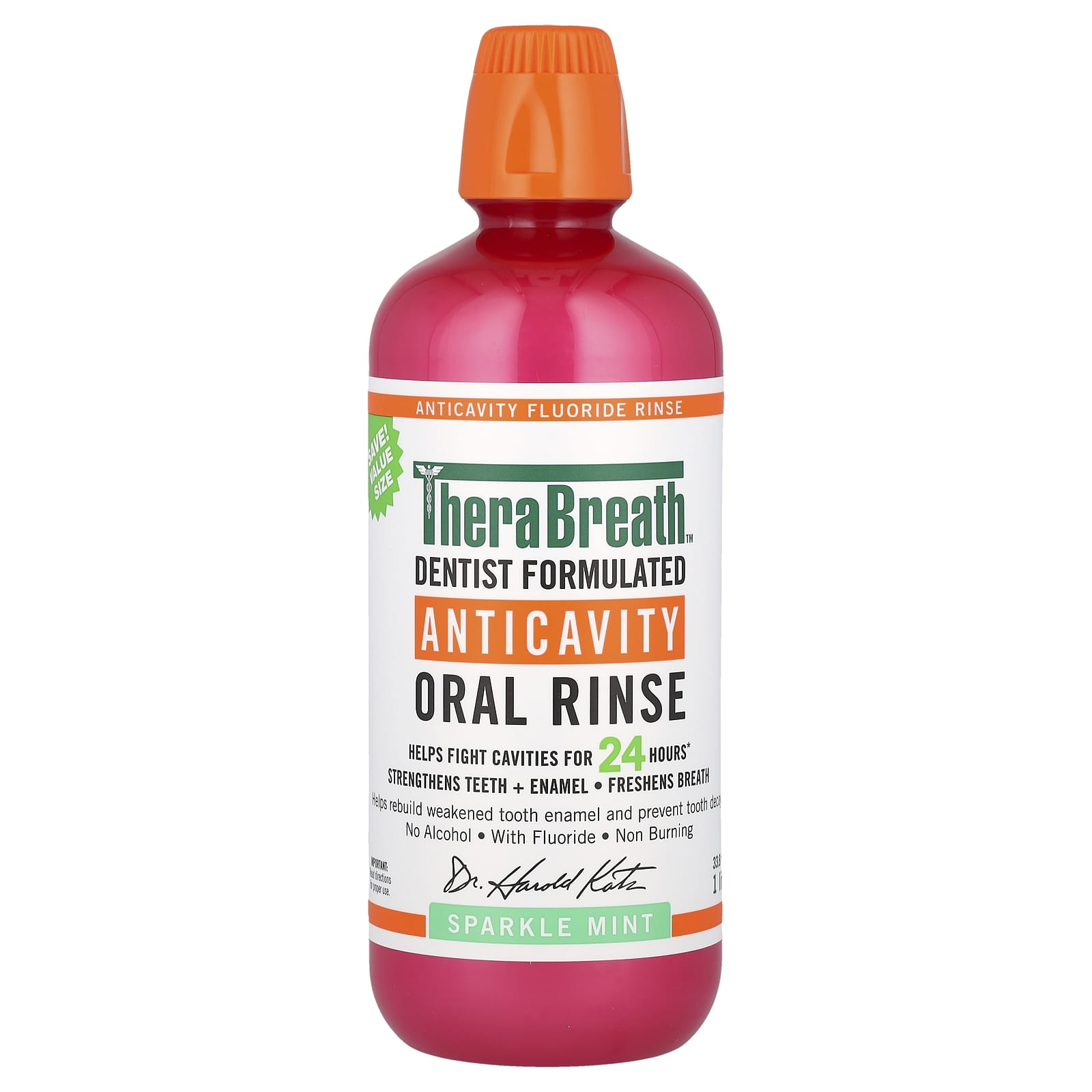 TheraBreath, Anticavity Oral Rinse, Sparkle Mint, 33.8 fl oz (1 l)