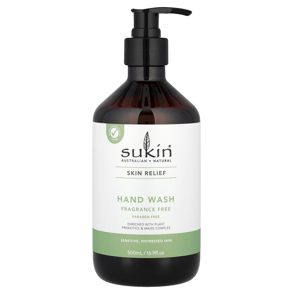 Sukin, Skin Relief, Hand Wash, Sensitive, Distressed Skin, Fragrance Free, 16.9 fl oz (500 ml)