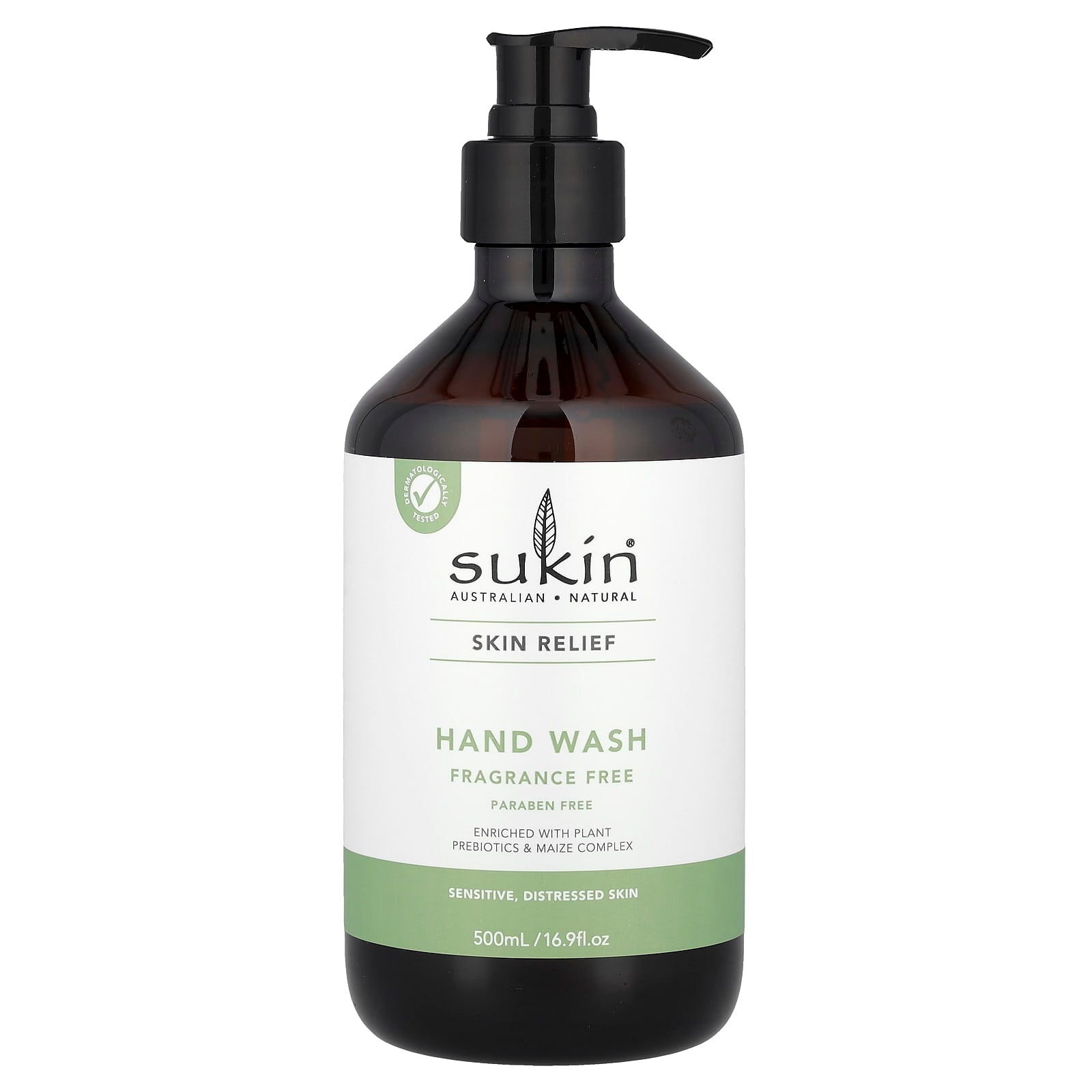 Sukin, Skin Relief, Hand Wash, Sensitive, Distressed Skin, Fragrance Free, 16.9 fl oz (500 ml)