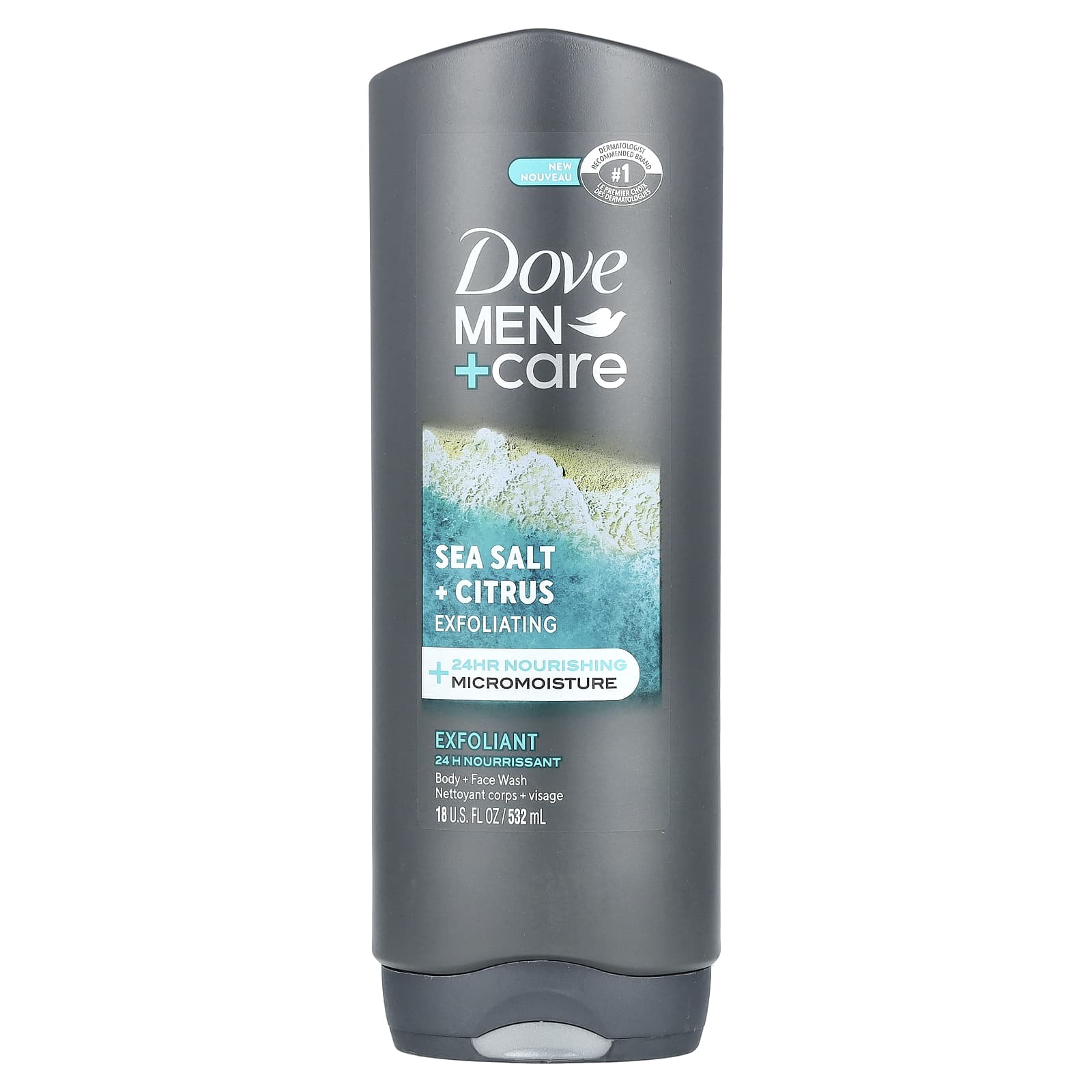 Dove, Men + Care, Body + Face Wash, Sea Salt + Citrus, 18 Fl oz (532 ml)
