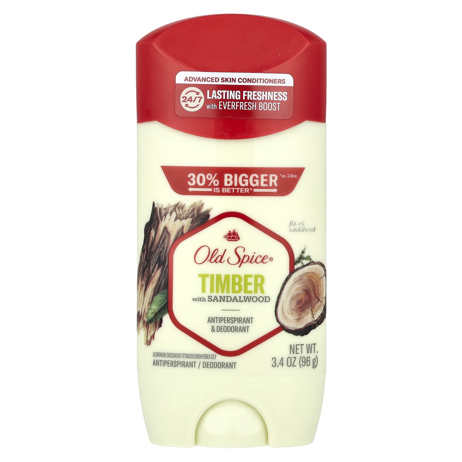 Old Spice, Antiperspirant & Deodorant, Timber with Sandalwood, 3.4 oz (96 g)